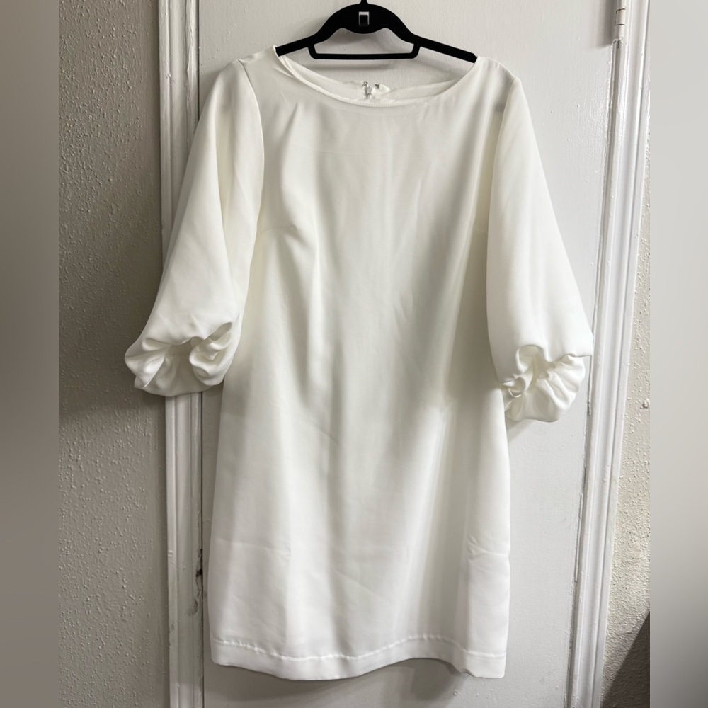 Banana Republic balloon-sleeve white dress size 10 NWT - Picture 3 of 7